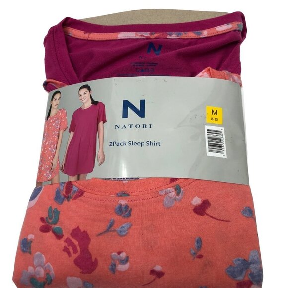 Natori Women's Soft‎ Jersey Fabric Short Sleeve Sleep Shirts, 2 Pk md Nwt - Picture 1 of 8